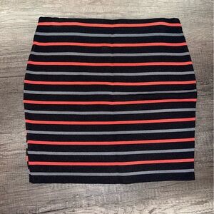 RACHEL Rachel Roy Black Skirt with Red & Gray Stripes